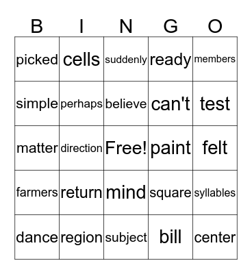 Sight Words 3 Bingo Card