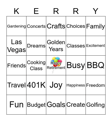 Kerry's Retirement Party Bingo Card