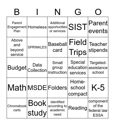 Title 1 BINGO Card