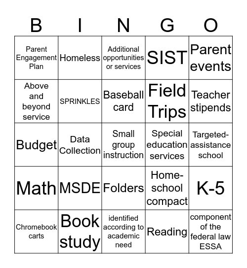 Title 1 BINGO Card