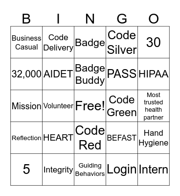 INTERN Bingo Card