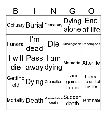 Death Bingo Card