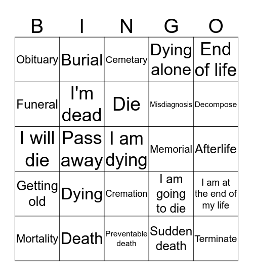 Death Bingo Card