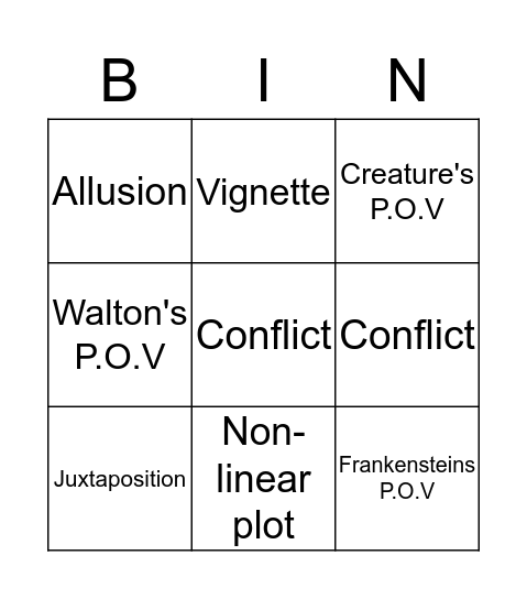 Elements of Structure Bingo Card