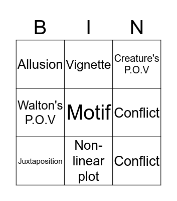 Elements of Structure Bingo Card