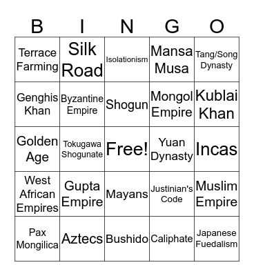 Age of Empires Bingo Card