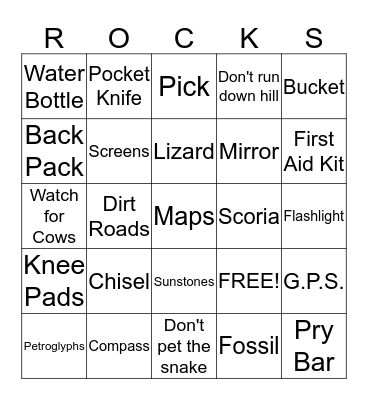 ROCKHOUND BINGO Card