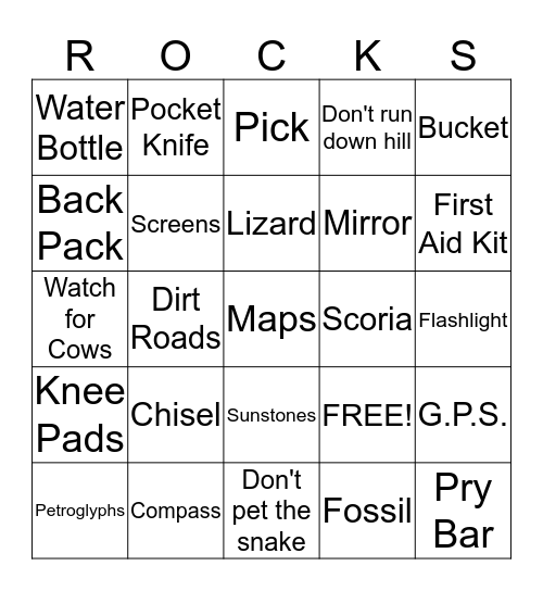 ROCKHOUND BINGO Card