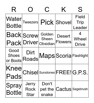 ROCKHOUND BINGO Card