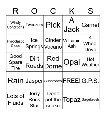 ROCKHOUND BINGO Card