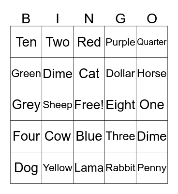 Navajo Language Bingo Card