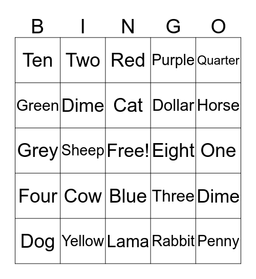 Navajo Language Bingo Card