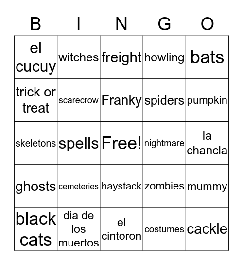 Spooky Halloween Bingo Card