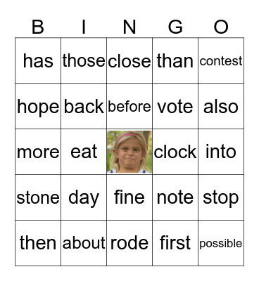 Ellie Smellie Bellie Bingo Card
