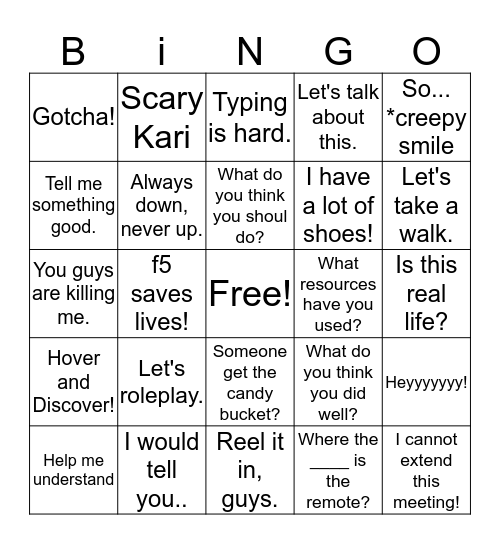 Kari-Ism Bingo Card
