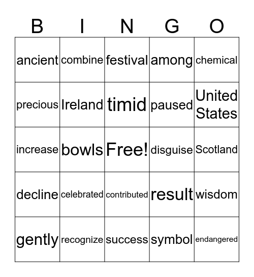 Group 3 Bingo Card
