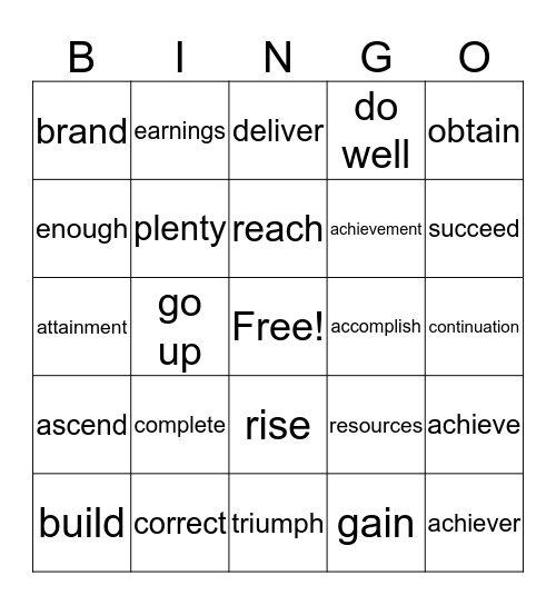 SUCCESS Bingo Card