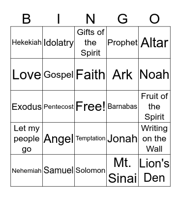 BIBLE BINGO Card