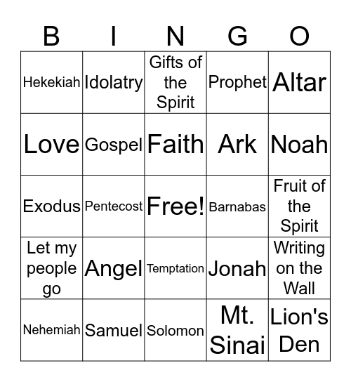 BIBLE BINGO Card