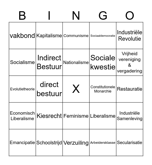 Begrippenbingo tijdvak 8 Bingo Card