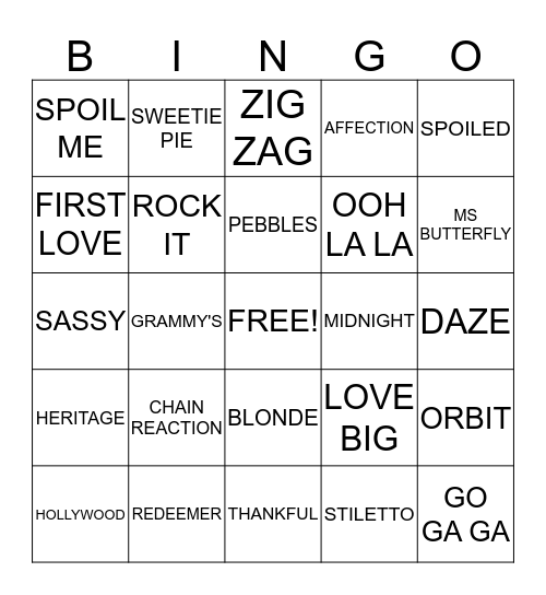 TEAM STAR--Traci Lynn's Finest Bingo Card