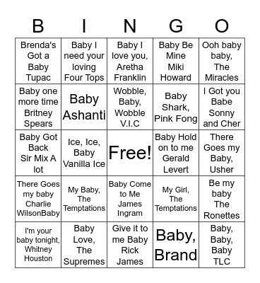 Baby Shower Bingo Card