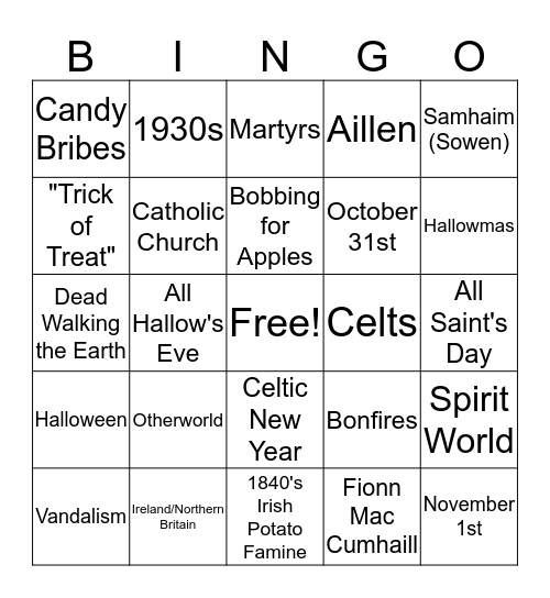 Happy Samhain (Sowen)! Bingo Card