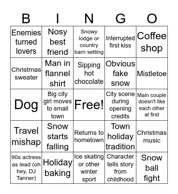 Hallmark Christmas Bingo Card