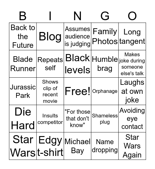 Stu's Presentation Bingo Card