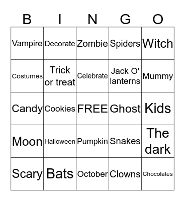 Halloween BINGO Card
