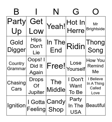 00's Bingo Card