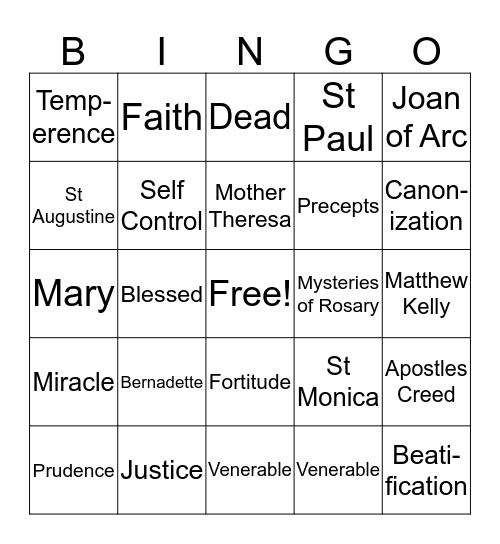 Review Bingo Card