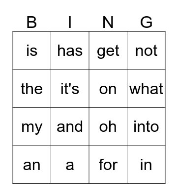 Phonics monster 2 Bingo Card