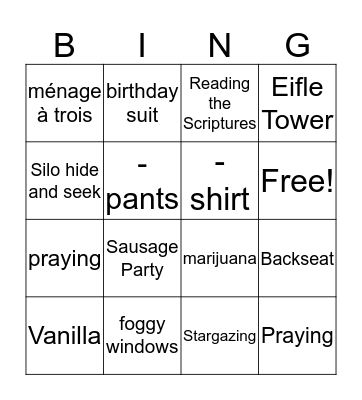Bench Patrol Bingo Card