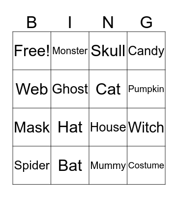 Halloween Bingo Card