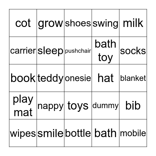 Baby shower bingo  Bingo Card