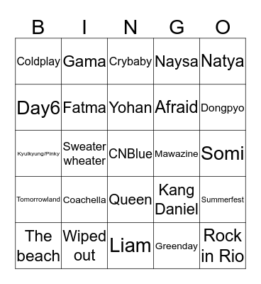 #BINGOARAY Bingo Card