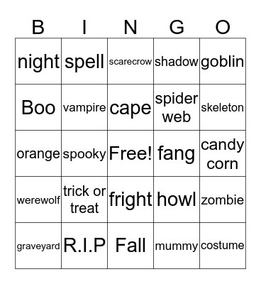 Halloween Bingo Card