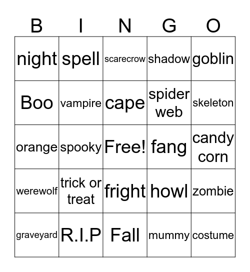 Halloween Bingo Card