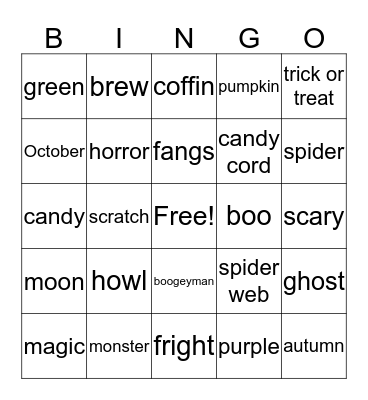 Halloween Bingo Card