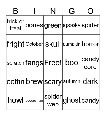 Halloween Bingo Card