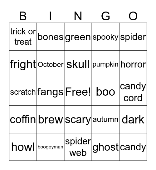 Halloween Bingo Card