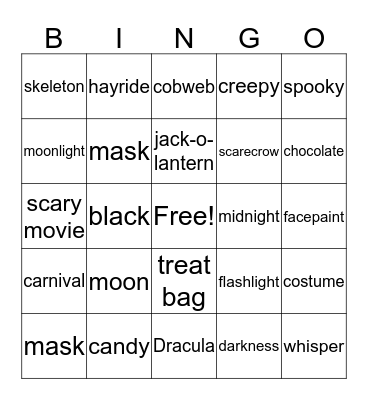 Halloween Bingo Card