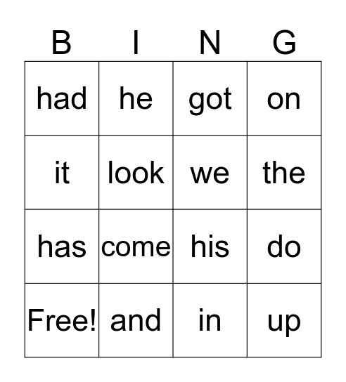 Sight Word Bingo! Bingo Card