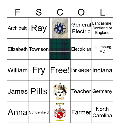 Leiter Family History Bingo Card