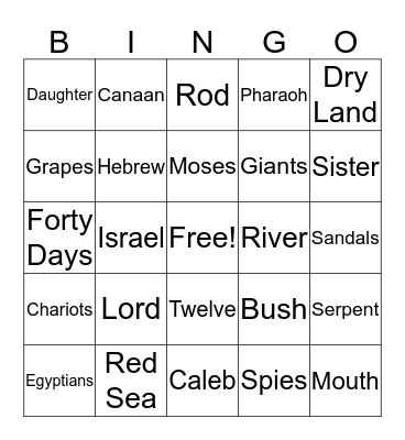 Moses' Courage Bingo Card