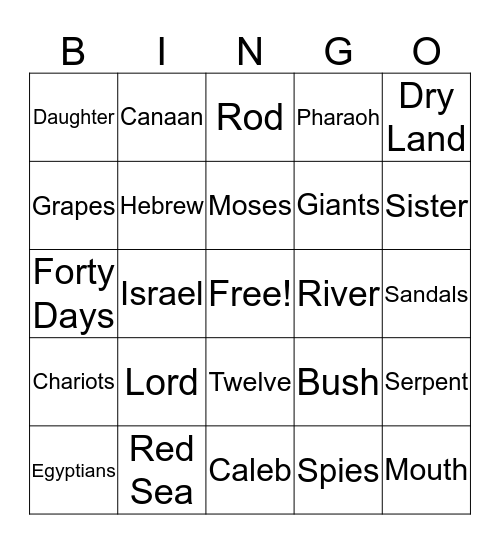 Moses' Courage Bingo Card