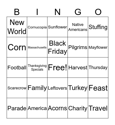 Thanksgiving Bingo Card