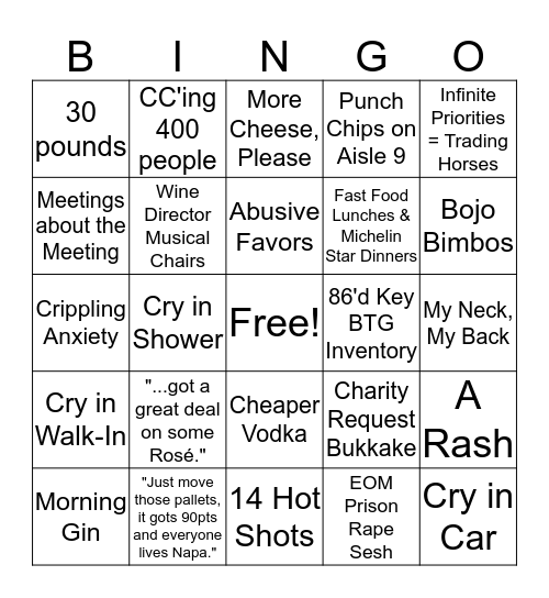 O/N/D Bingo Card