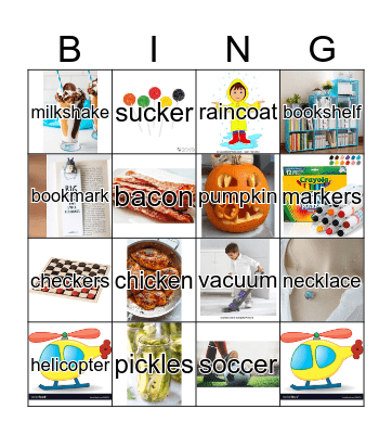 Medial /k/ Bingo Card